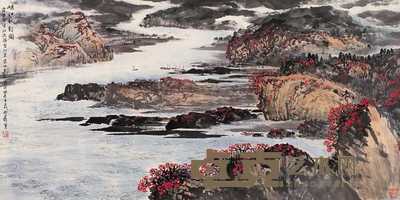 徐建明 癸未(2003年)作 峡江秋韵图 镜心 68×137cm